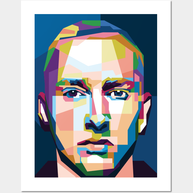 Abstract Pop art rapper face in WPAP Wall Art by smd90